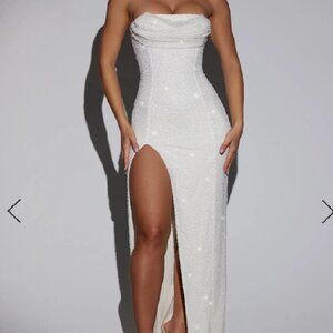 NWT Oh Polly La Rochette Embellished Bandeau Cowl Neck Maxi Dress